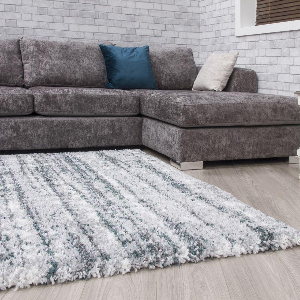 Fantasy Shimmer Green Cream Shaggy Rug | Abstract Design - Choice Stores