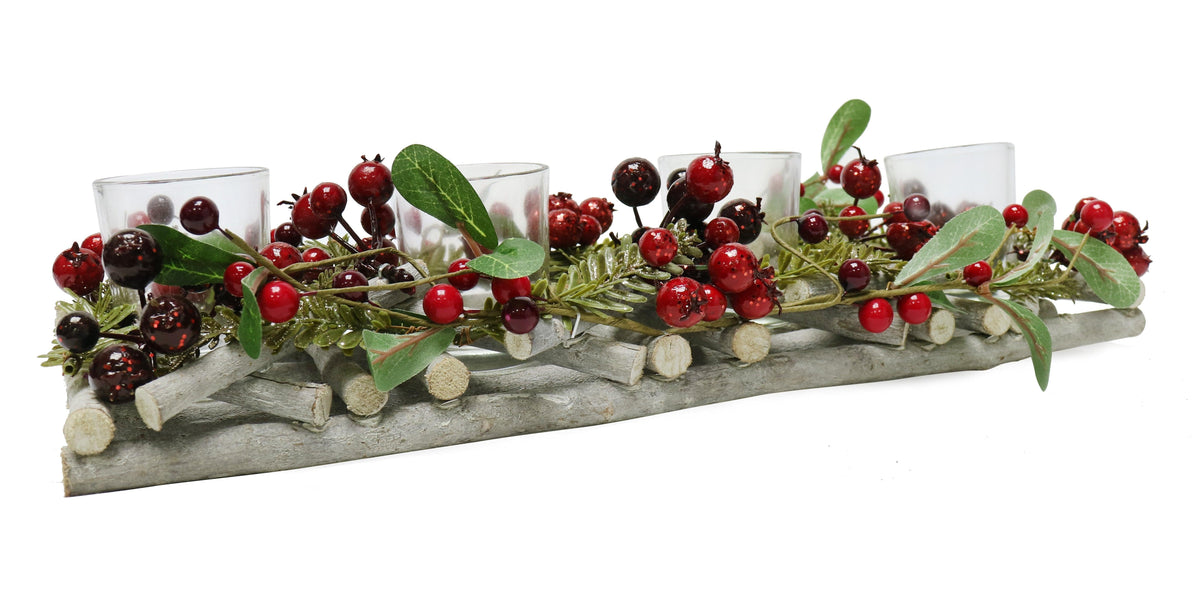 Festive Christmas Berry With 4 Tea Light Holders - Choice Stores