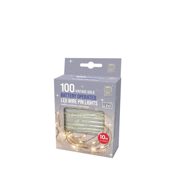 Festive Magic 10m Vintage Gold Battery Operated LED Starry Christmas Lights - Choice Stores