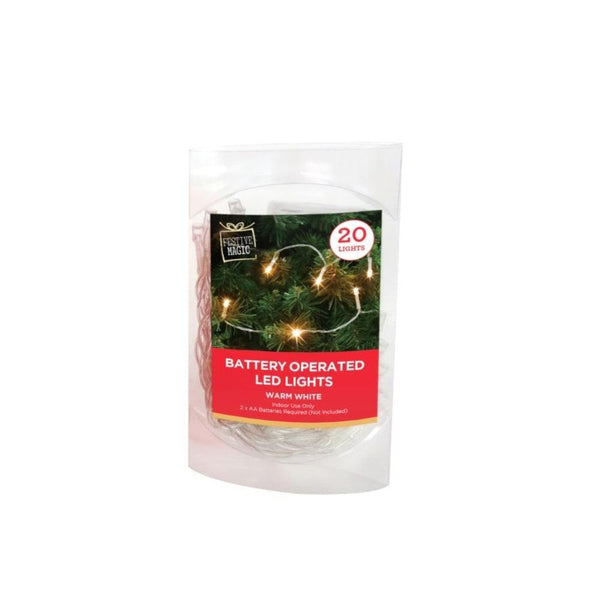 Festive Magic 20 Warm White Battery Operated LED String Christmas Lights - Choice Stores