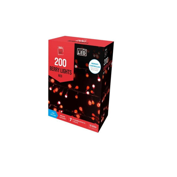 Festive Magic 200 Red LED Berry Christmas Lights | 8 Functions - Choice Stores