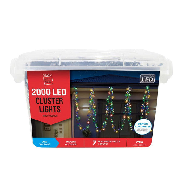 Festive Magic 2000 Multicoloured Cluster LED Christmas Lights | 8 Functions - Choice Stores