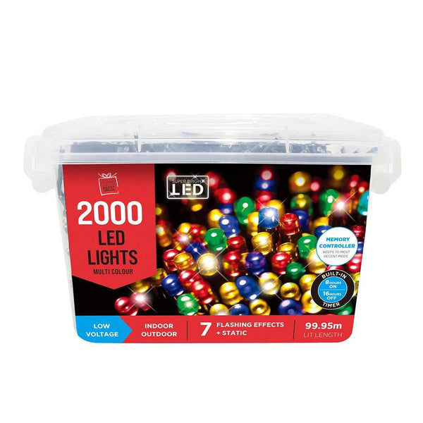 Festive Magic 2000 Multicoloured LED Timer Christmas Lights | 8 Functions - Choice Stores