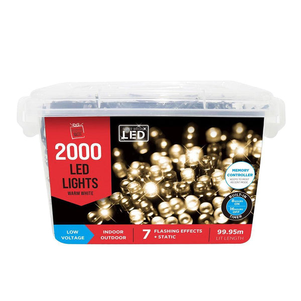 Festive Magic 2000 Warm White LED Timer Christmas Lights | 8 Functions - Choice Stores