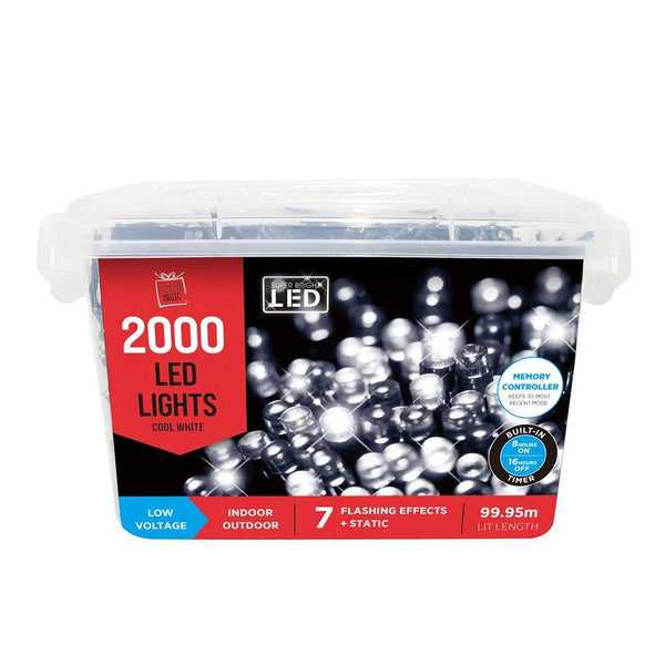 Festive Magic 2000 White LED Timer Christmas Lights | 8 Functions - Choice Stores