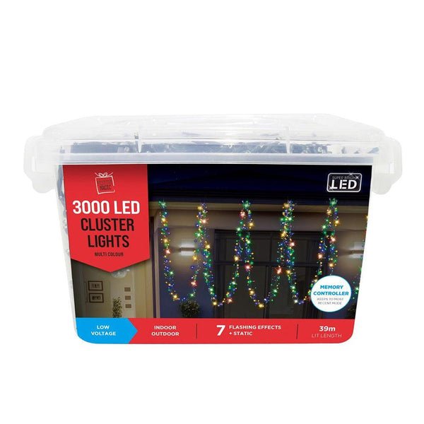 Festive Magic 3000 Multicoloured Cluster LED Christmas Lights | 8 Functions - Choice Stores