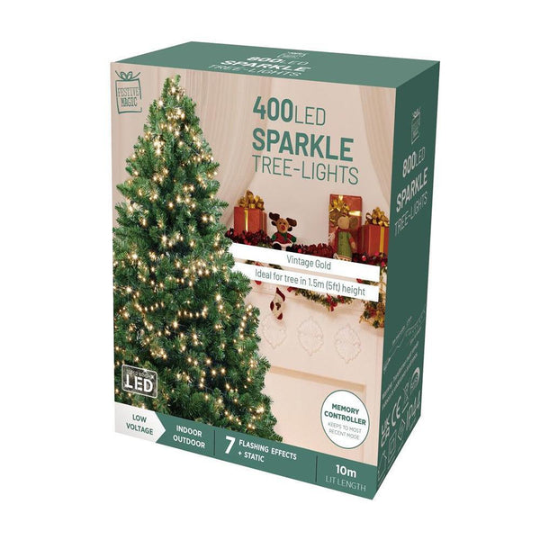 Festive Magic 400 Vintage Gold LED Compact Christmas Lights | 8 Functions - Choice Stores