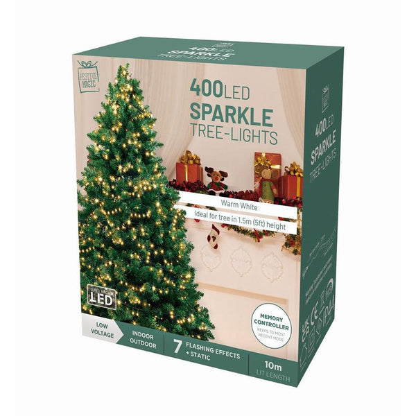 Festive Magic 400 Warm White LED Compact Christmas Lights | 8 Functions - Choice Stores