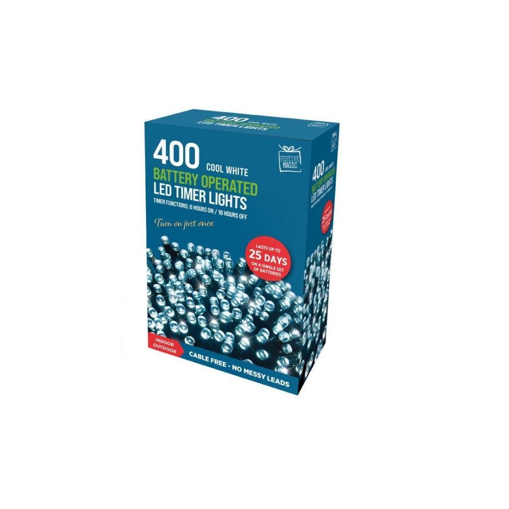 Festive Magic 400 White Battery Powered LED Timer Christmas Lights | 8 Functions - Choice Stores