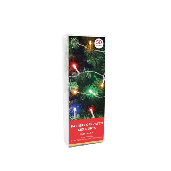 Festive Magic 50 Multicoloured Battery Operated LED String Christmas Lights - Choice Stores