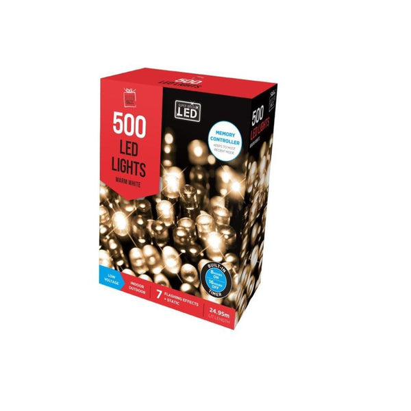Festive Magic 500 Warm White LED Timer Christmas Lights | 8 Functions - Choice Stores