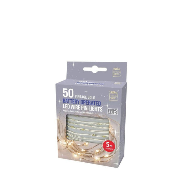 Festive Magic 5m Vintage Gold Battery Operated LED Starry Christmas Lights - Choice Stores