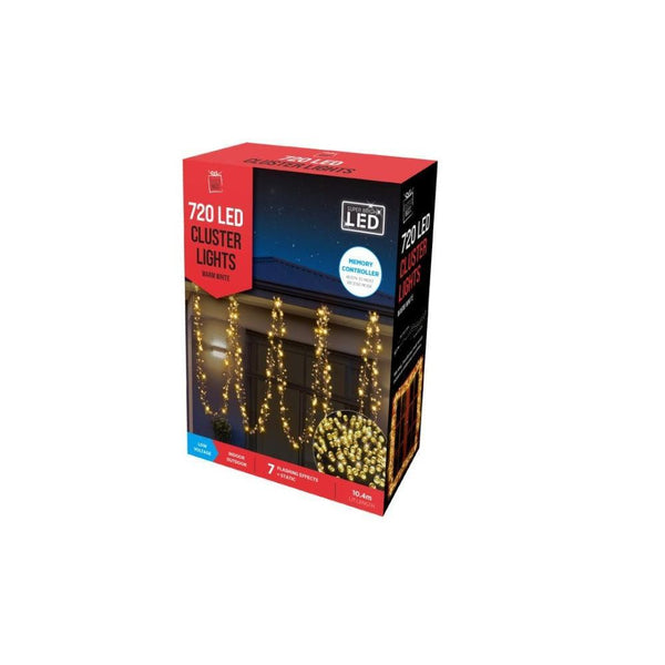 Festive Magic 720 Warm White Cluster LED Christmas Lights | 8 Functions - Choice Stores