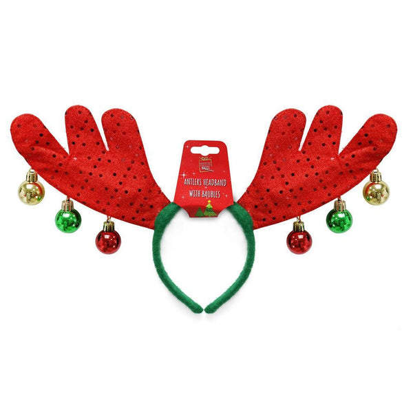 Festive Magic Antlers Headband with Multicolour Baubles - Choice Stores