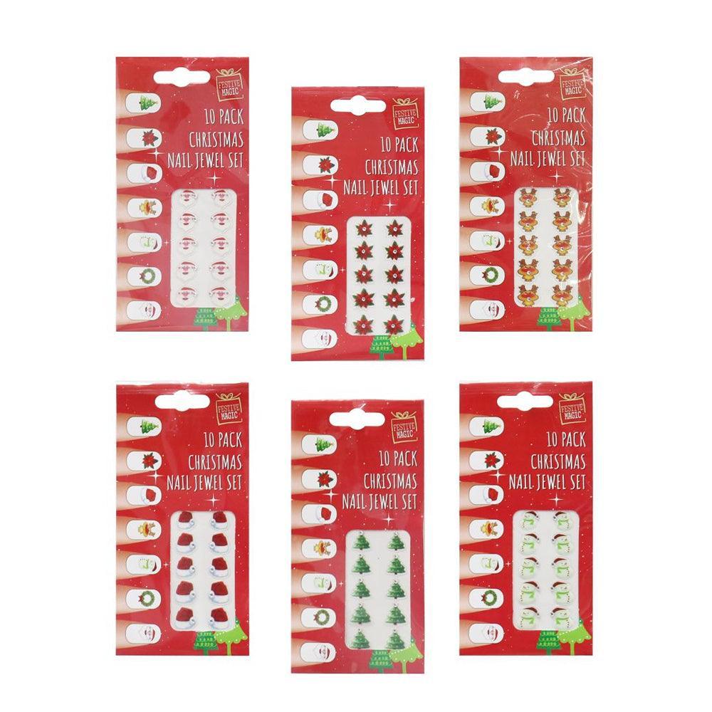 Festive Magic Assorted Christmas Nail Jewel Set | Pack of 10 - Choice Stores