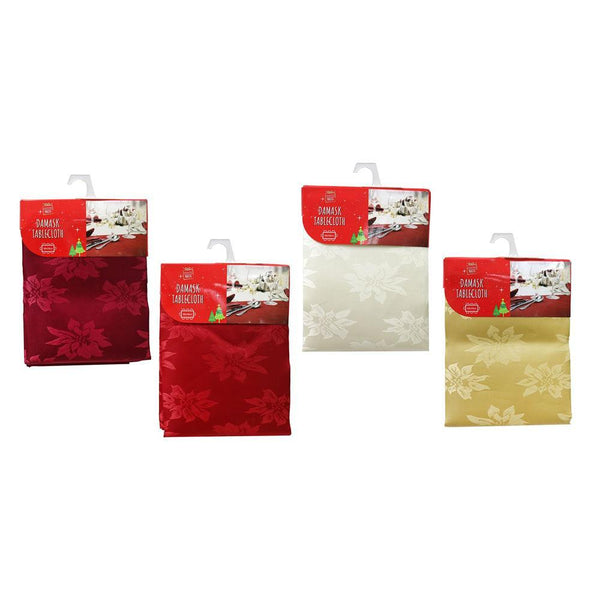 Festive Magic Assorted Colour Poinsettia Design Damask Tablecloth | 150 x 225cm - Choice Stores