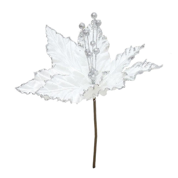 Festive Magic Assorted Colour Poinsettia with Glitter Pick | 22cm - Choice Stores