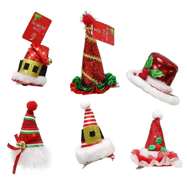 Festive Magic Assorted Deluxe Christmas Clip on Hat with White Plush - Choice Stores