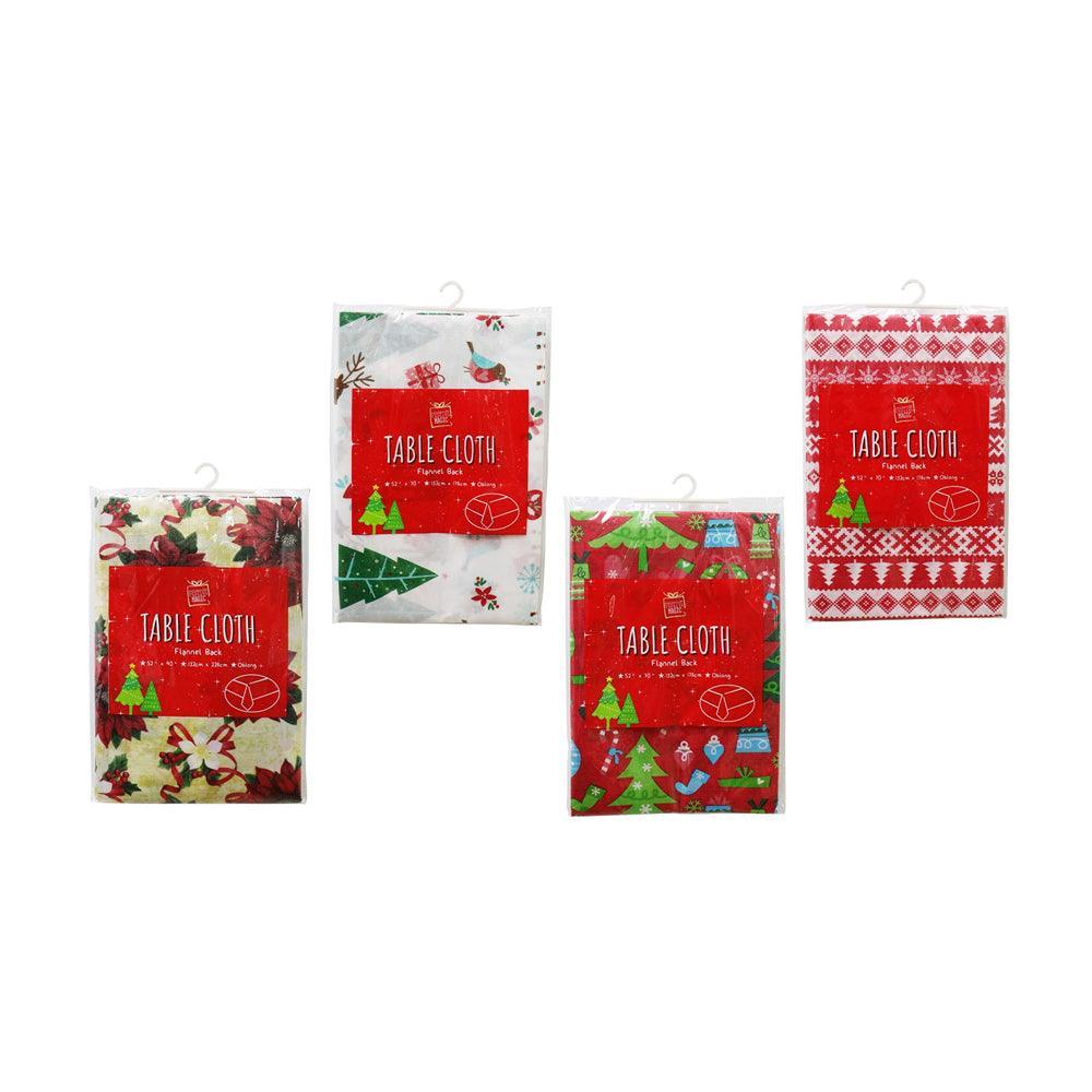 Festive Magic Assorted Design Christmas Tablecloth with Flannel Back - Choice Stores