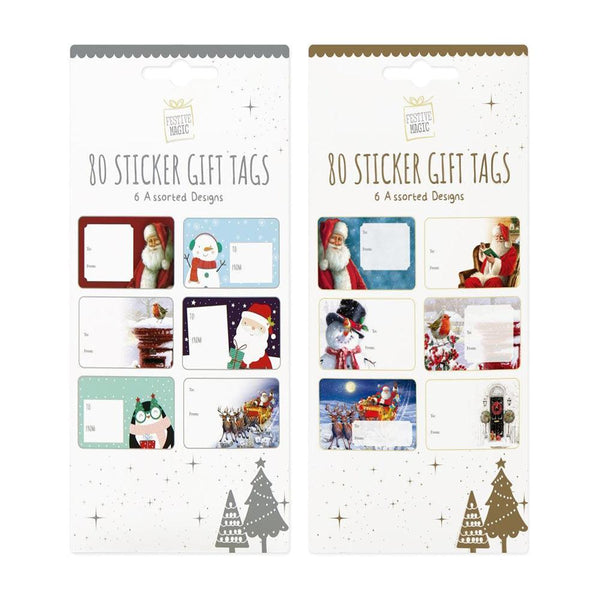 Festive Magic Assorted Design Sticker Gift Tags | Pack of 80 - Choice Stores