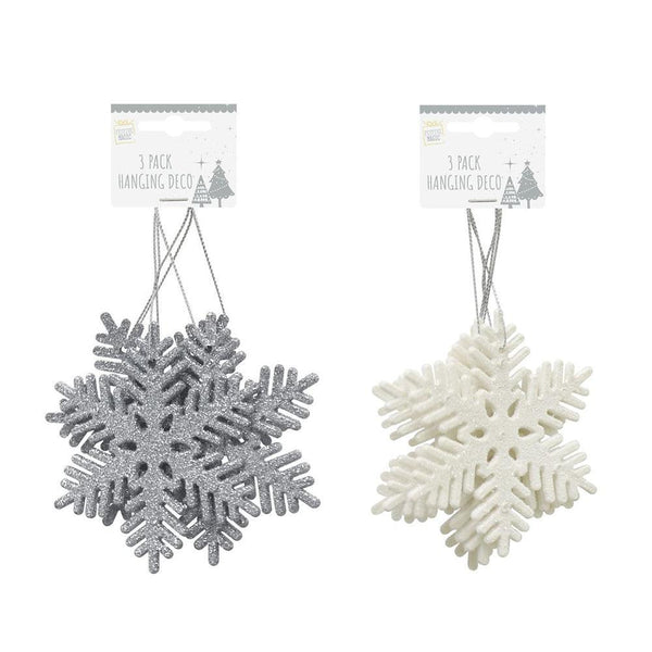 Festive Magic Assorted Glitter Snowflake Decoration | Pack of 3 - Choice Stores