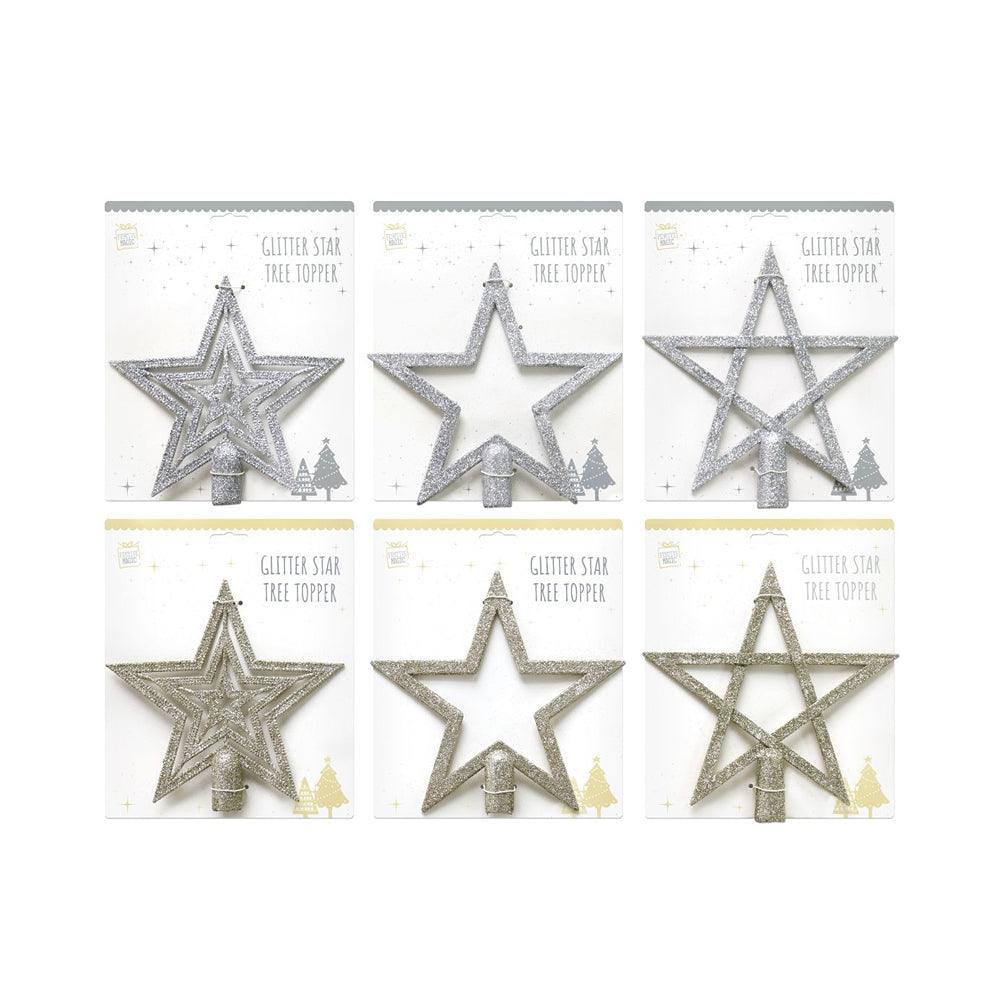 Festive Magic Assorted Glitter Star Tree Topper | 18.5cm - Choice Stores