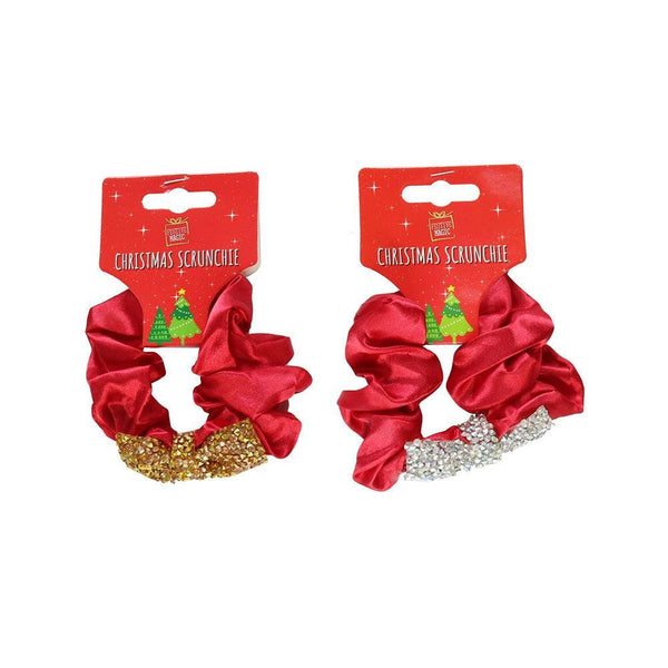 Festive Magic Assorted Red Hair Scrunchie with Diamante Bow - Choice Stores