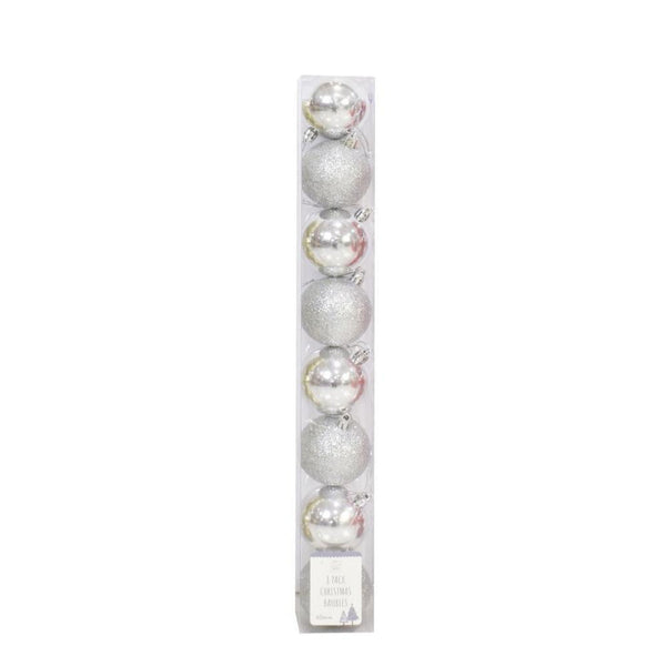 Festive Magic Assorted Silver Baubles | Pack of 8 | 80 mm - Choice Stores