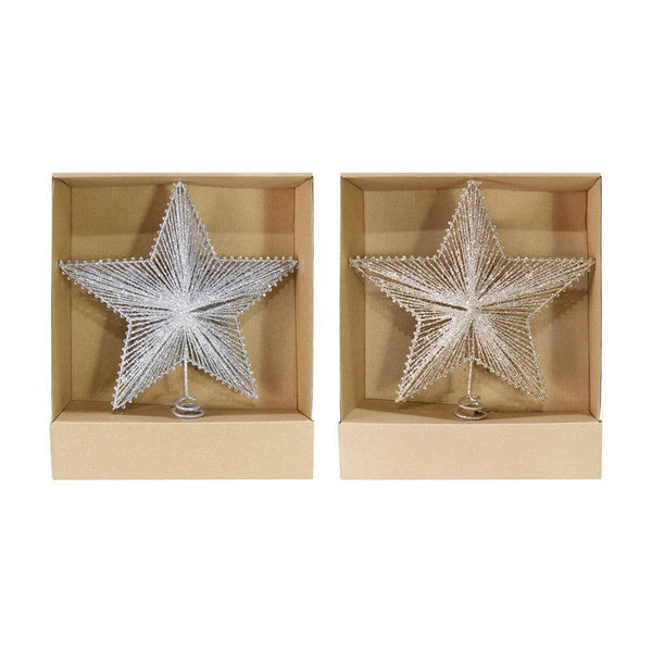 Festive Magic Assorted Wire Frame Sparkle Tree Topper Star | 30cm - Choice Stores