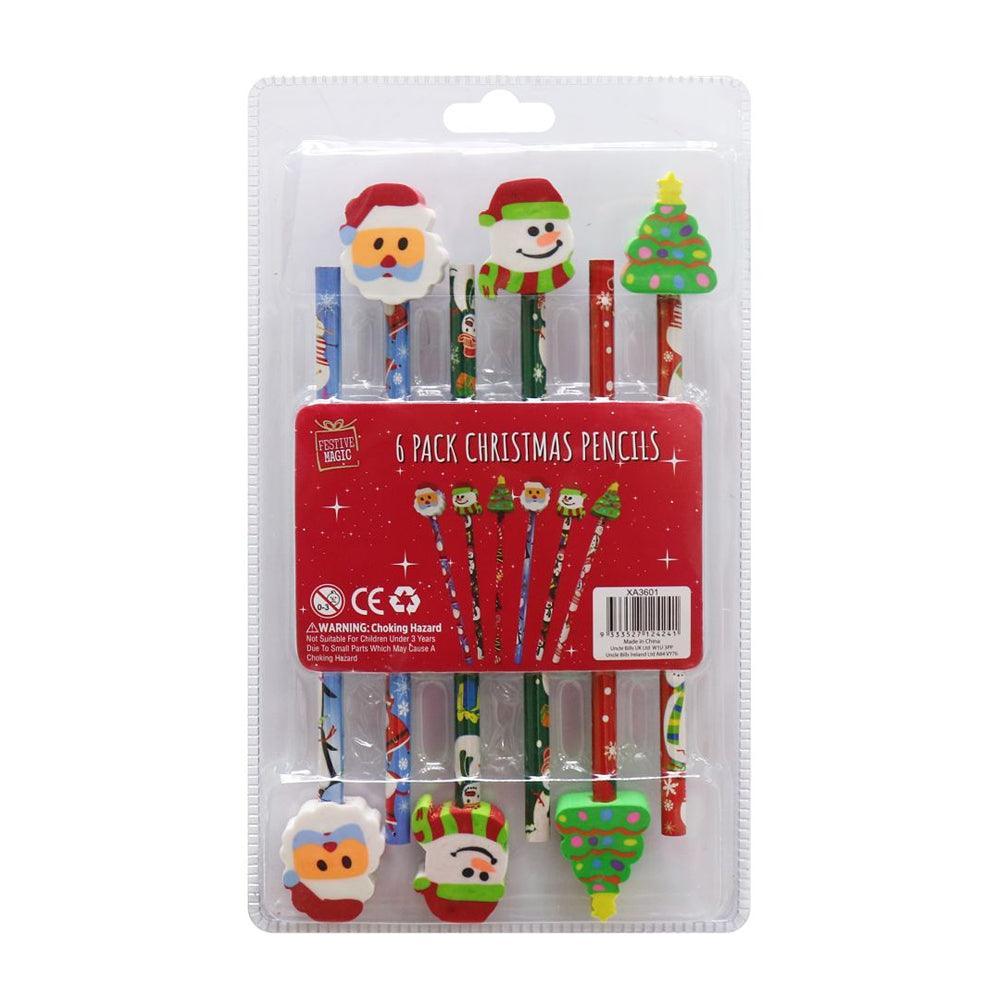 Festive Magic Christmas Pencils with Erasers | Pack of 6 - Choice Stores