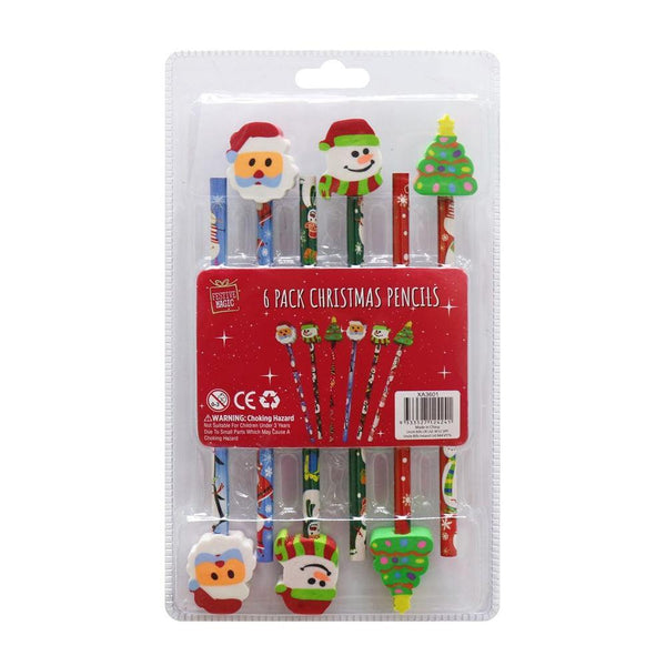 Festive Magic Christmas Pencils with Erasers | Pack of 6 - Choice Stores