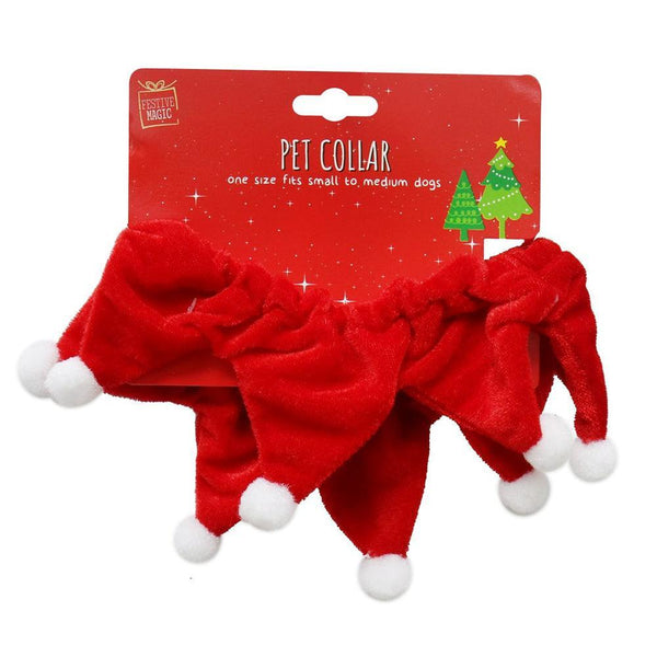 Festive Magic Christmas Pet Collar with Pom Poms | One Size - Choice Stores