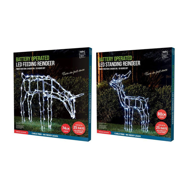 Festive Magic Cool White Battery Operated LED Light Up Standing Reindeer Decoration | 50cm - Choice Stores