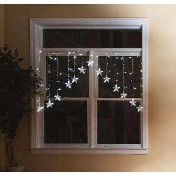 Festive Magic Cool White LED Star Curtain Christmas Lights | 120 x 80cm - Choice Stores