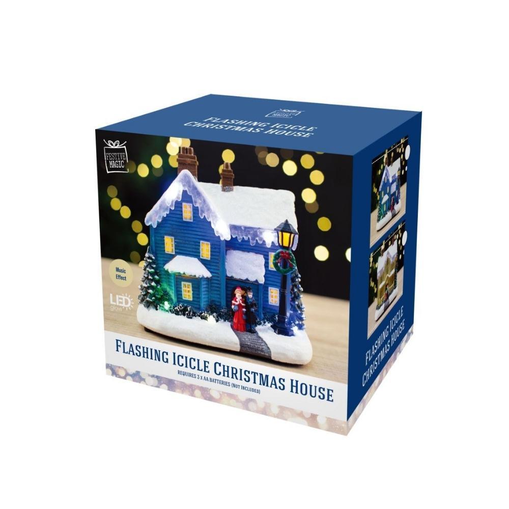 Festive Magic Musical Flashing Icicle Christmas House | Battery Operated - Choice Stores
