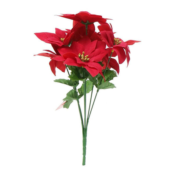 Festive Magic Poinsettia Flocked Bunch | 30cm - Choice Stores