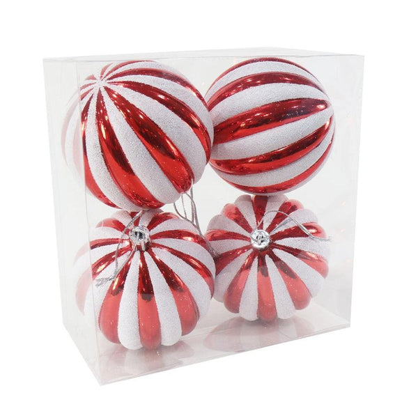 Festive Magic Ribbed Glitter Baubles | Pack of 4 - Choice Stores