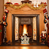 Festive Magic Snowy Warm White Battery Operated Wooden House Scene with Glitter Snow | 29cm - Choice Stores