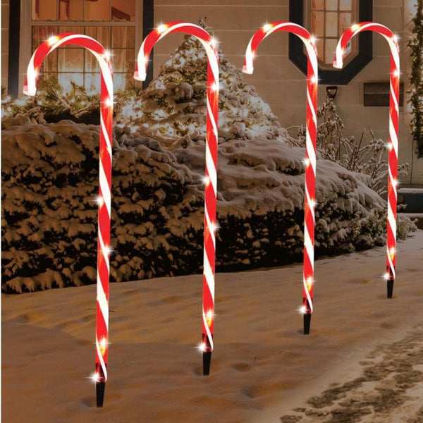 Festive Magic Warm White Battery Operated LED Candy Cane Path Lights | Pack of 4 - Choice Stores