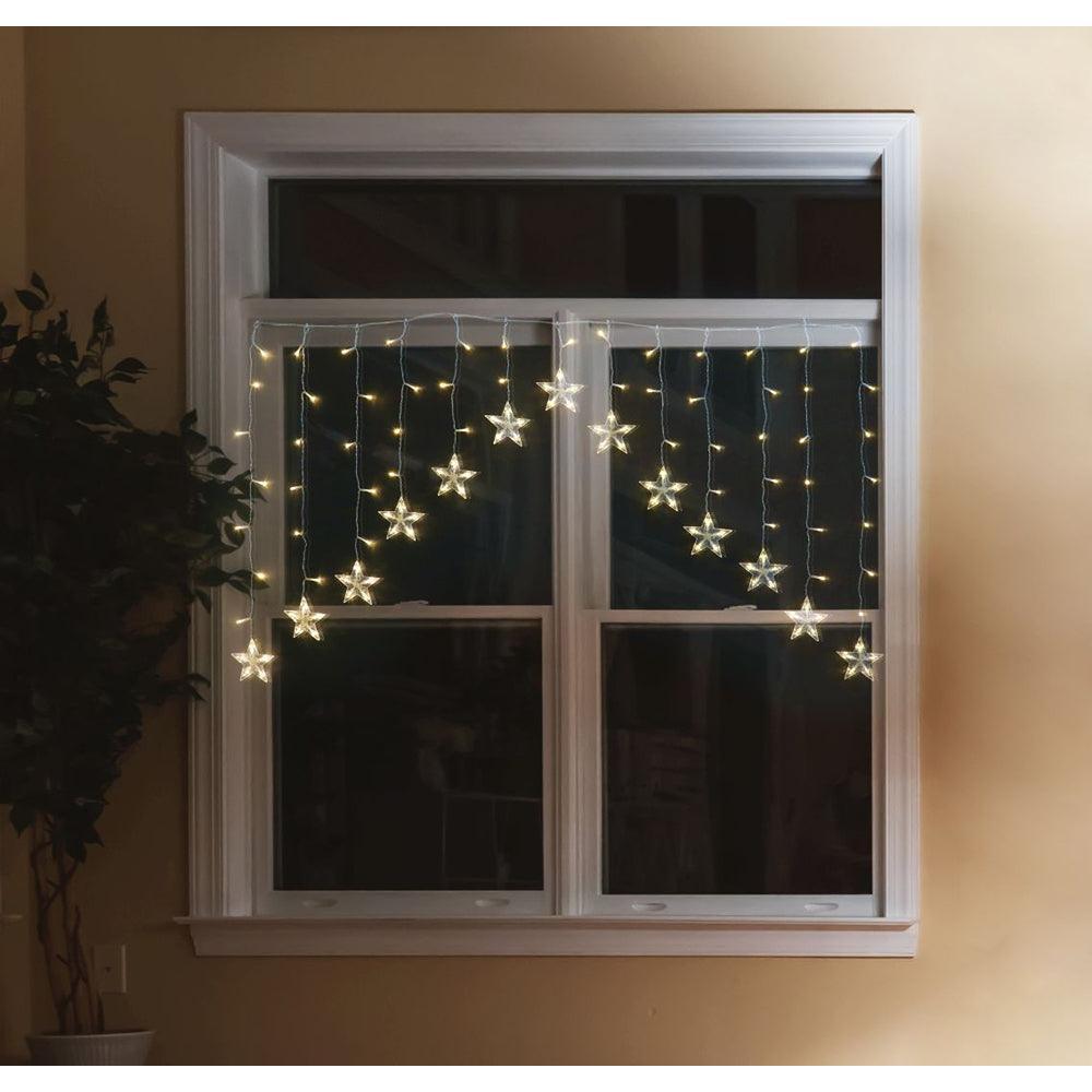 Festive Magic Warm White LED Star Curtain Christmas Lights | 120 x 80cm - Choice Stores
