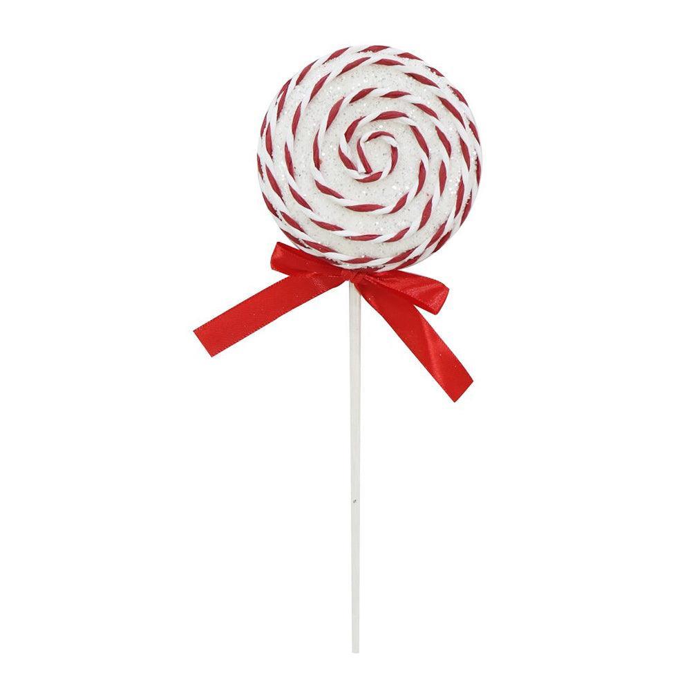 Festive Magic White Glitter Candy Cane Lollipop with Bow| 27cm - Choice Stores
