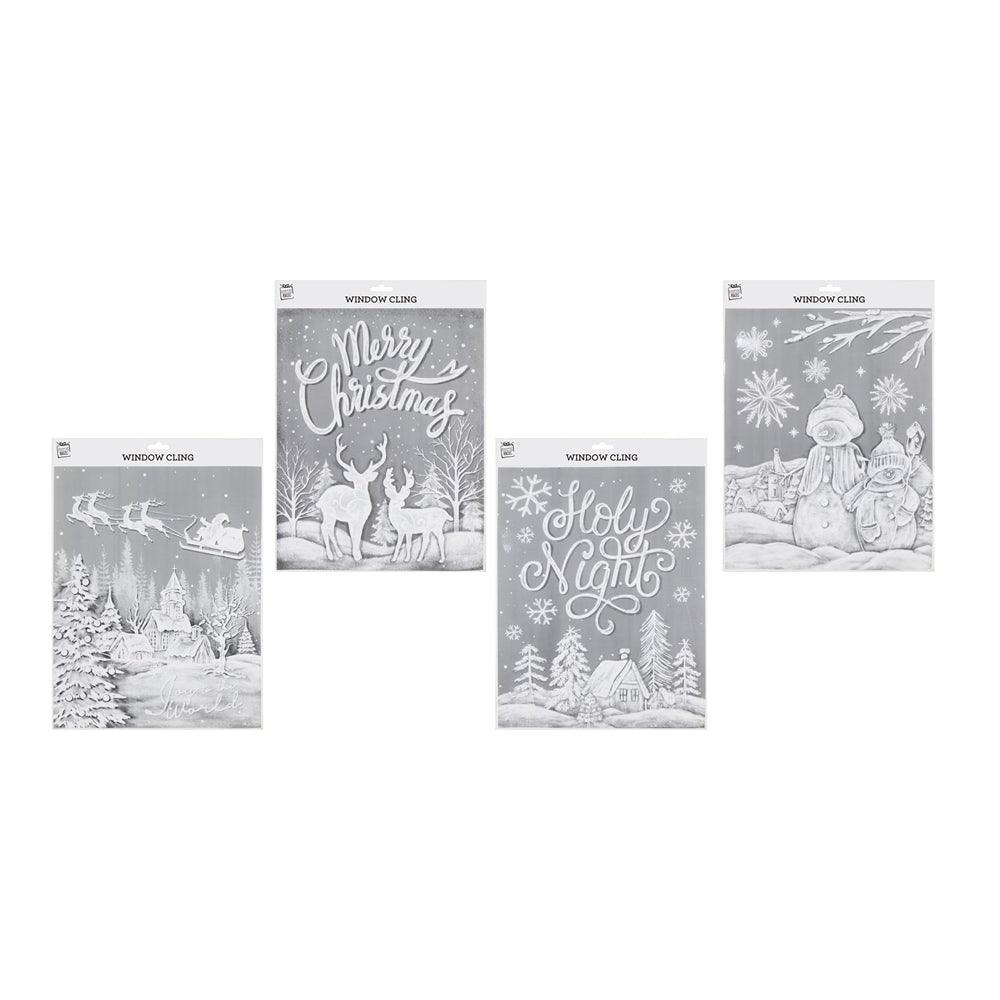 Festive Magic White Snowy Window Sketch Cling | Assorted - Choice Stores