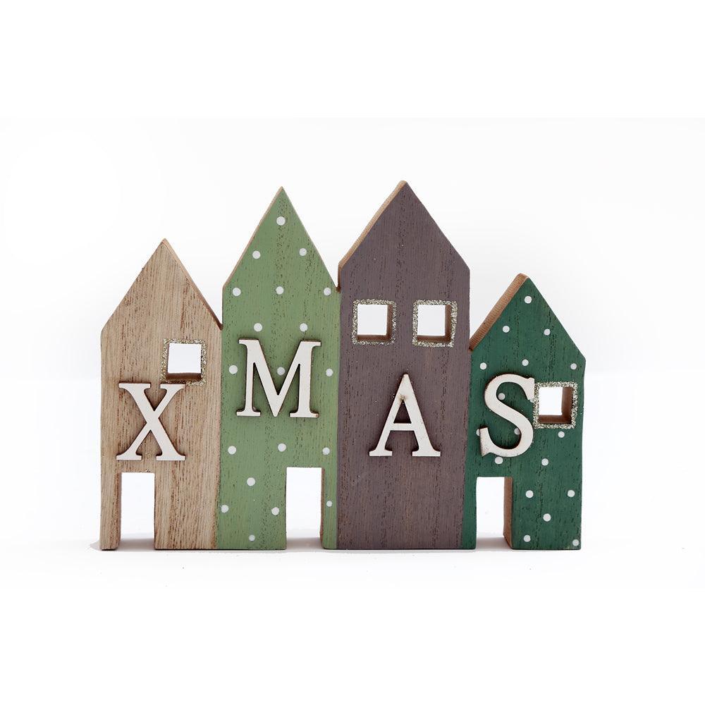 Festive Village Xmas Tabletop Woden Decoration | 18cm - Choice Stores
