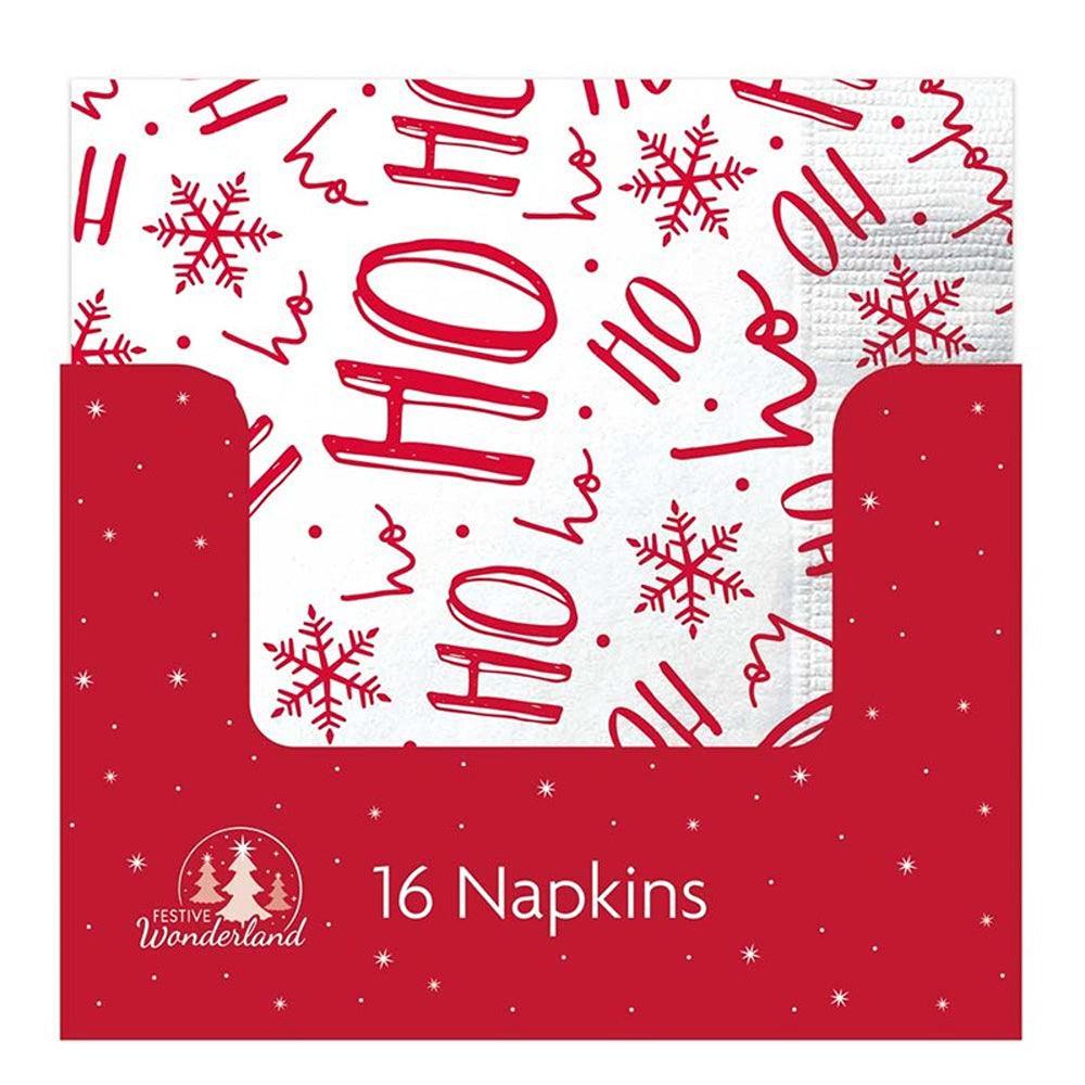 Festive Wonderland Christmas Party Napkins | Ho Ho Ho | Pack of 16 - Choice Stores
