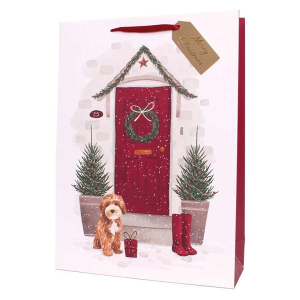 Festive Wonderland Gift Bag with Swing Tag Red Door & Gold Foil Finishes - Choice Stores