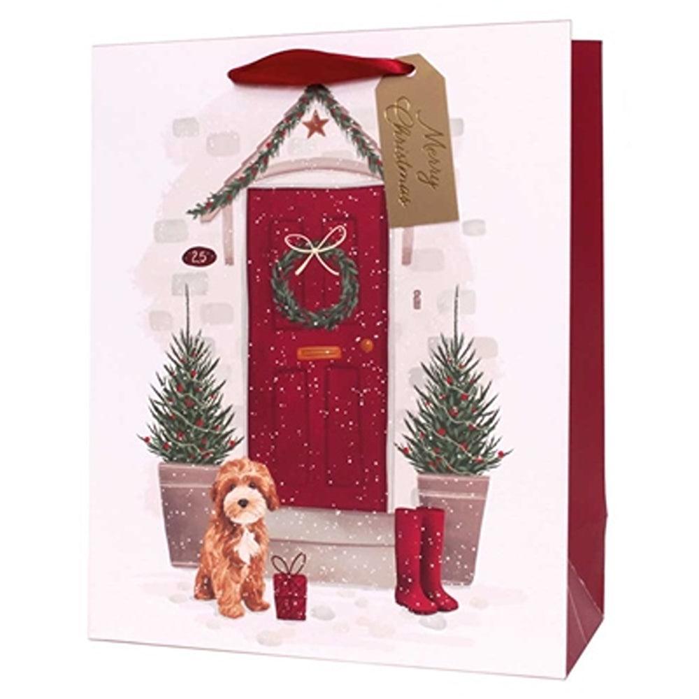 Festive Wonderland Gift Bag with Swing Tag Red Door & Gold Foil Finishes - Choice Stores