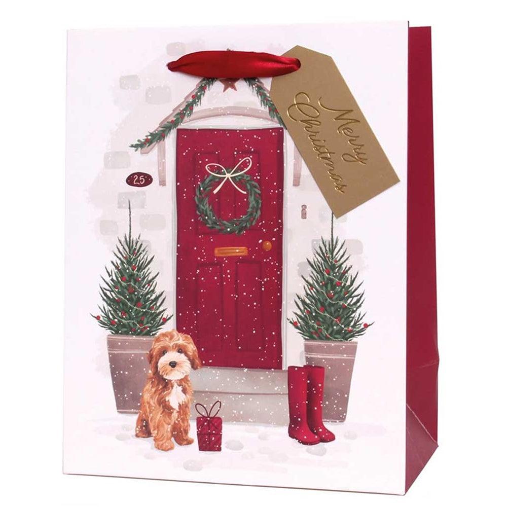 Festive Wonderland Gift Bag with Swing Tag Red Door & Gold Foil Finishes - Choice Stores