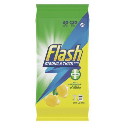 Flash Wipes Lemon Anti Bacterial 120s - Choice Stores