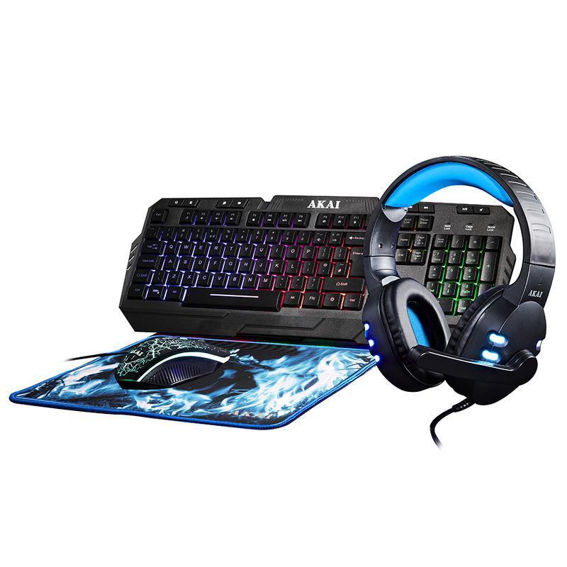Gaming 4 in 1 Gaming Combo Set for PC and Laptop Black with Blue - Choice Stores