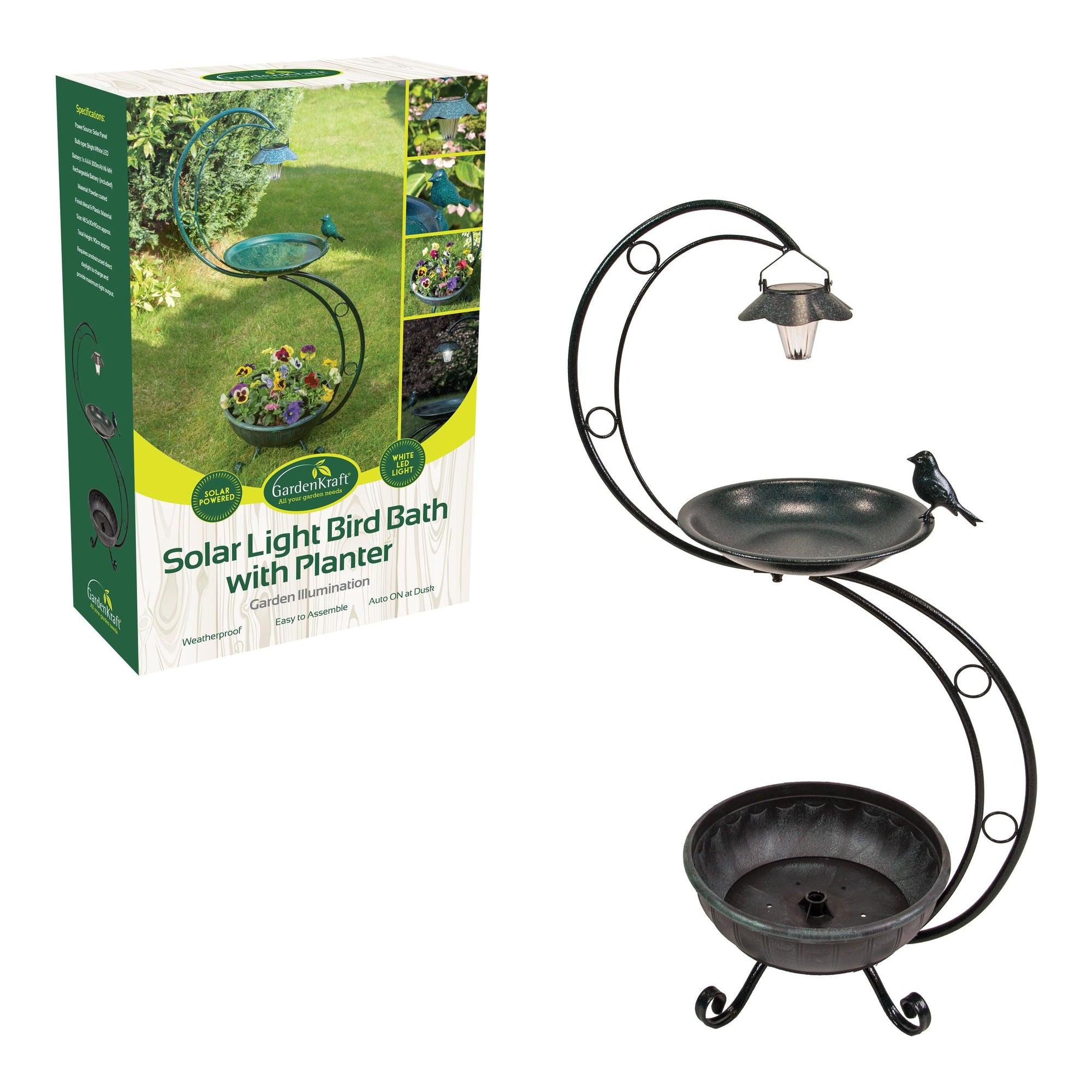Garden Kraft Solar Bird Bath with Planter - Choice Stores